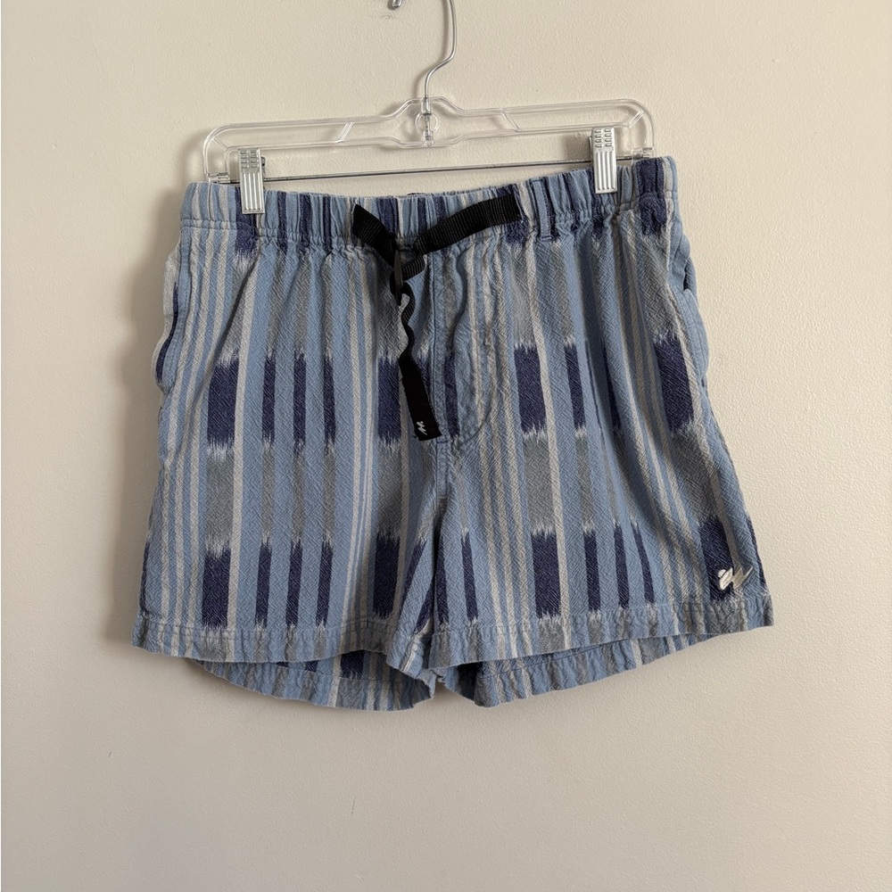 Without Walls Trail Shorts Mens Sz M Blue Striped Elastic Waist 4 Inseam Casual